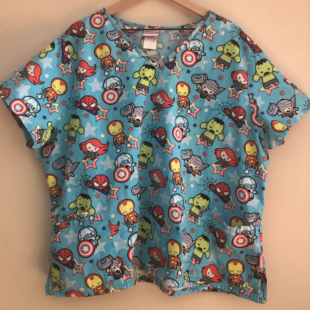 Marvel Scrub Top Baby Avengers size 3XL Superhero/Pediatric Nursing